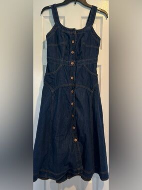 Sonoma Dark Indigo Denim Overalls with Contrast Stitching